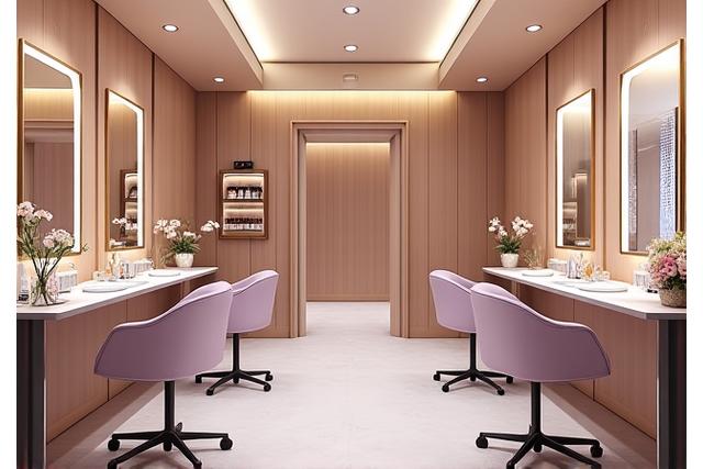 Elegant and serene interior of Luminous Brides salon with luxurious decor and beauty stations
