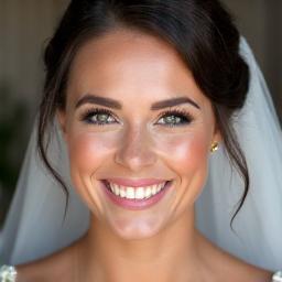 Close-up of a happy bride on her wedding day